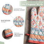 Maison d' Hermine Oven Gloves 100% Cotton Oven Mitt 7" x 13" with Loop Heat Resistant, BBQ, Cooking Gloves, Baking, Grilling, Kitchen, Handling Hot Pans (Pack of 1, Romane)