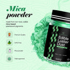 BeePoint Green Edible Luster Dust 15g - Food Grade, Vibrant Color Shimmer Powdered Dust for Drinks, Cocktails, Cake Decorating, Baking, Chocolates, Candy, Sweets, & Cookies - Vegan & Gluten Free