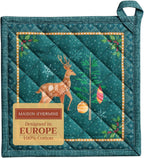 Maison d' Hermine Pot Holders 100% Cotton Heat Resistant Potholders 8" x 8" Hot Pads with Loop BBQ, Cooking, Baking, Grilling, Kitchen, Handling Hot Pans (Pack of 1, Hygge Christmas)