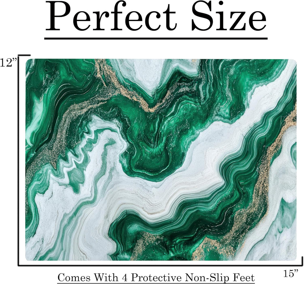 White Green Moss Agate Marble Kitchen Glass Cutting Board Ocean Decorative Gift Marbled Granite Stone Rock Gift For Her Mom Wife (White Green)