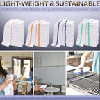 GOLD TEXTILES New Cotton Blend White Restaurant Bar Mops Kitchen Towels (36, Green Stripe)