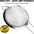 Anaeat Fine Mesh Strainers - Premium Stainless Steel Colander Sieve Sifters, with Durable Mesh and Sturdy Handle, Excellent for Sifting Dry ingredients, Flour, Pastas, Rice, Tea (4.73"）