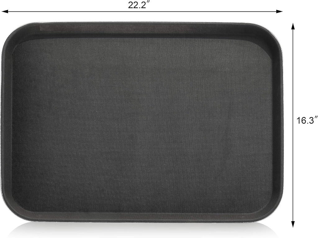 New Star Foodservice Restaurant Grade Non-Slip Tray, Plastic, Rubber Lined, Rectangular (Black, 16-Inch x 22-Inch)