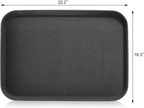 New Star Foodservice Restaurant Grade Non-Slip Tray, Plastic, Rubber Lined, Rectangular (Black, 16-Inch x 22-Inch)