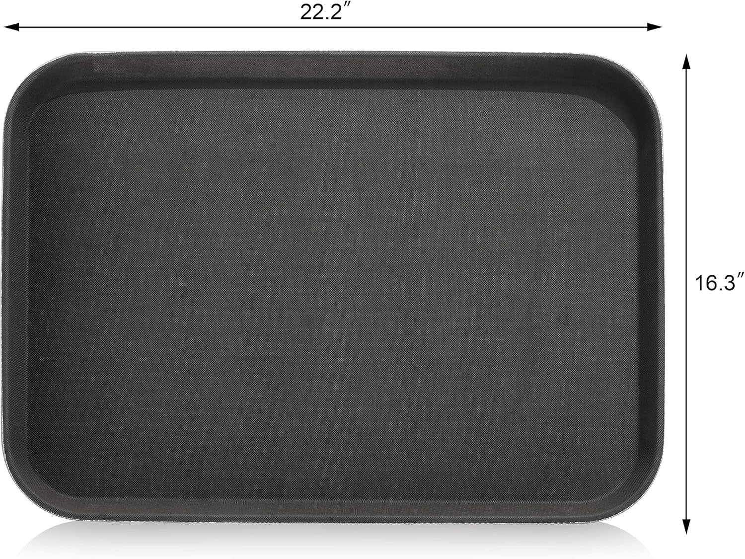 New Star Foodservice Restaurant Grade Non-Slip Tray, Plastic, Rubber Lined, Rectangular (Black, 16-Inch x 22-Inch)