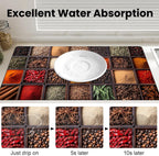 17"x 32" Coffee Bar Mat, Spices Absorbent Dish Drying Mat Cuttable Hide Stain Draining Table Pad for Kitchen Counter, Coffee Bar Accessories