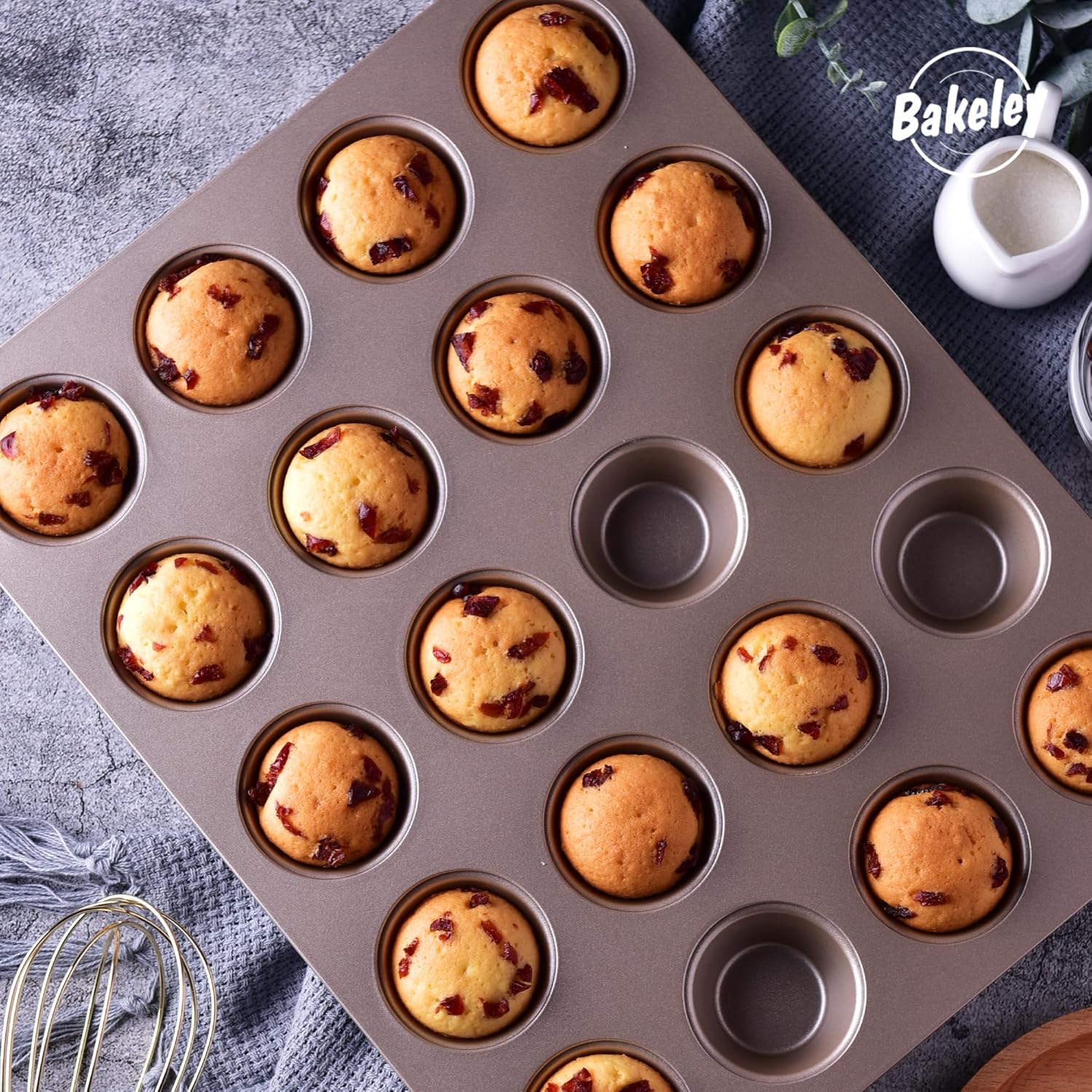 Mini Muffin Pan, 20-Cavity Non-Stick Mini Cupcake Pan Bakeware for Oven Baking (Champagne Gold)