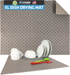 Drymate XL Dish Drying Mat, Oversized (19”x24”), Low-Profile, Super Absorbent, Quick Dry Fabric, Waterproof & Slip-Resistant, for Kitchen Counter, Trimmable, Easy to Clean (USA Made)(Taupe)