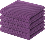 Homaxy 100% Cotton Waffle Weave Kitchen Dish Towels, Ultra Soft Absorbent Quick Drying Cleaning Towel, 13 x 28 Inches, 4-Pack, Purple