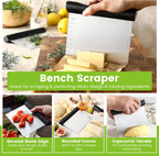 Spring Chef Dough Blender & Pastry Cutter Tool, Stainless Steel Pastry Blender & Bench Scraper for Pizza, Nut, Pie - Multipurpose Dough Cutter & Scraper Tool for Baking with Soft Grip Handles - Black