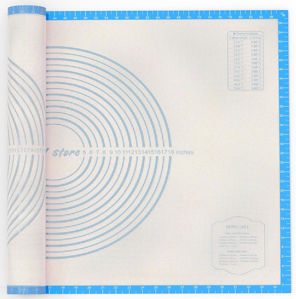 36 * 24 inches Blue, Non-Slip Silicone Baking Sheets - Baking Mat with 0.7mm Thickness - Non-Stick Pastry & Cookie Mat for Kitchen Counter for Rolling Out Dough with Measurements.