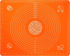 Silicone Baking Mat for Rolling Pastry Dough with Measurements, 19.7" x 15.7" BPA Free Non stick and Non Slip Orange Table Sheet Baking Supplies for Bake Pizza Cake