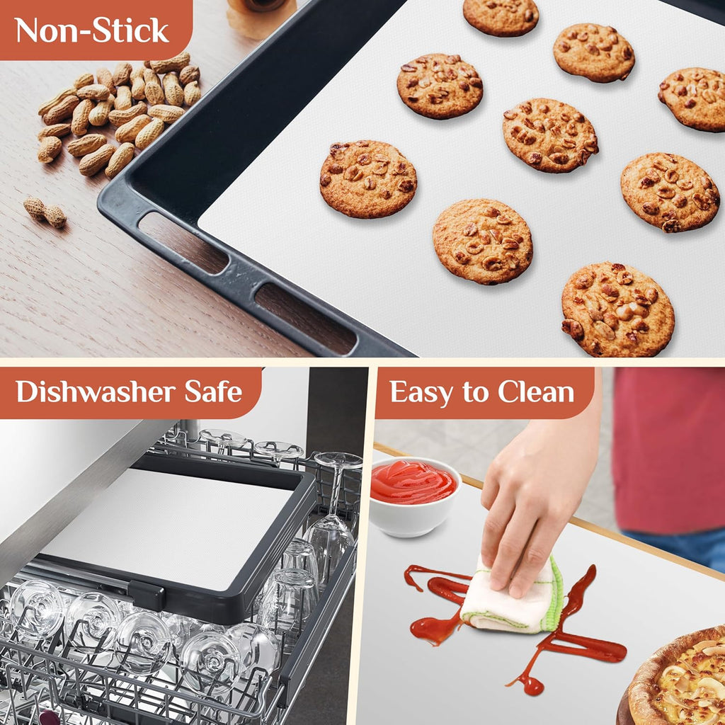 Silicone Baking Mat, 16 IN x 6 FT Free Cutting Baking Sheet,Non-Stick Reusable Dough & Pastry Mat,Non-Slip Silicone Mat Roll for Air Fryer Liner,Freeze Dryer,Oven Baking Pan,Kitchen Counter
