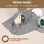 Native Fab Black Gingham Dish Towels 16"x26" Set of 12 - Cotton Mini Check Plaid Towels, Soft Absorbent Dishcloths with Hanging Loop, Kitchen Towel for Quick Drying - Black White