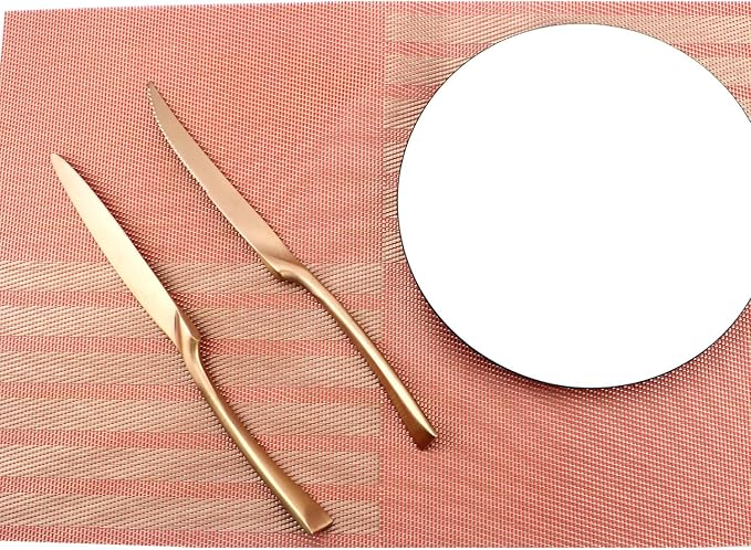 24-Piece Flatware Set,Extra Thick Heavy Duty - 18/10 Stainless Steel Cutlery Sets,High Matte Rose Gold Finish Silverware Flatware Sets Service for 4,Use for Home,Tableware Utensil Sets