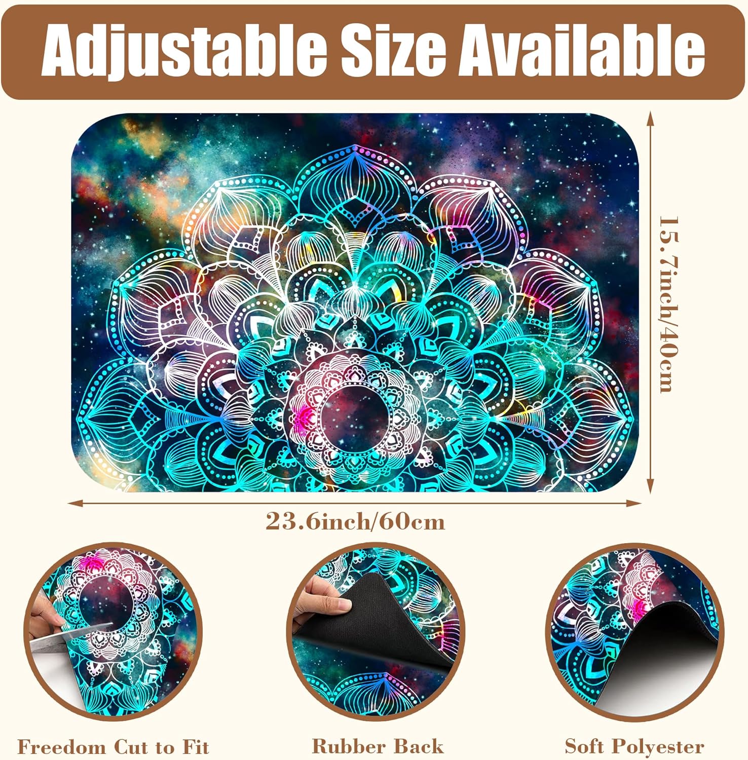 Abstract Mandala Galaxy Star Dish Drying Mat for Kitchen Counter Coffee Mat Hide Stain Absorbent Rubber Backed Dish Drainer Rack Pad Espresso Machine Coffee Bar Accessories 15.7 x 23.6 Inch