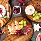 Nuenen 10 Pcs Round Wood Cutting Board with Handle Acacia Wooden Serving Kitchen Chopping Boards for Pizza, Bread, Cheese, Charcuterie, Fruit, Vegetables(Acacia)