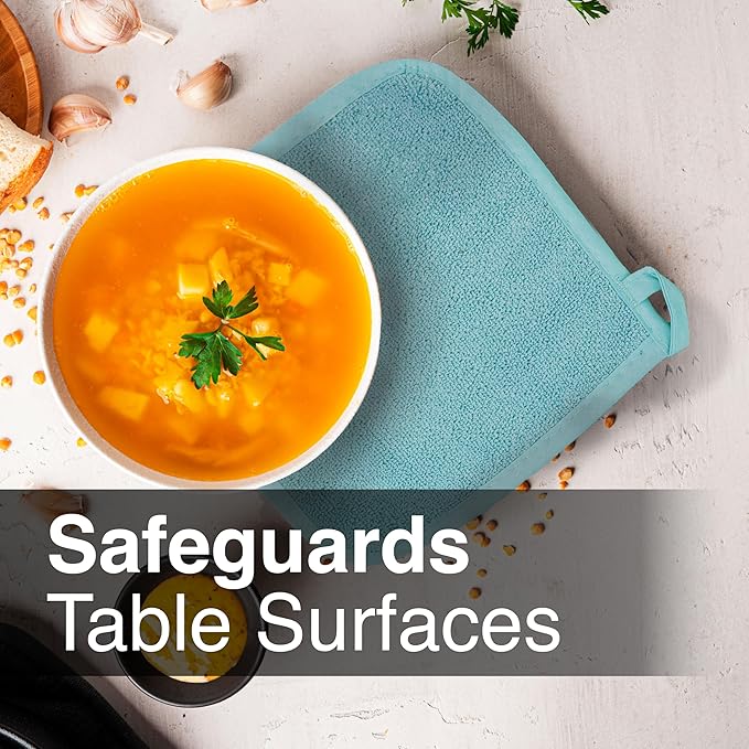 RITZ Terry Potholder & Hot Pad: Unparalleled Heat Resistant, Durable 100% Cotton – Ergonomically Designed for Optimal Grip – Easy-Care Machine Washable – 2-Pack, Dew