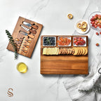 Shanik Large Acacia Wood Charcuterie Board Set with 3 Removable Ceramic Bowls & Serving Utensils - Housewarming, Wedding, Bridal Shower, Home and Kitchen, New Home Gift Ideas for Women, Gifts for Her