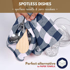 Native Fab 12-Pack Kitchen Towel with Hanging Loop 16x26 inches, Cotton Buffalo Check Kitchen Towels for Cleaning Drying, Washcloths Soft & Absorbent Cloth Rags, Bar Towel, Dish Cloth, Navy