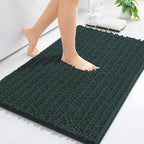 Arotive Luxury Chenille Bathroom Rug Mat, Extra Soft Thick Absorbent Shaggy Bath Rugs, Non-Slip Machine Wash Dry, Plush Bath Mats for Bathroom, Shower and Tub, 30x20, Dark Green