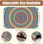 Boho Mandala Ethnic Coffee Mat Absorbent Dish Drying Mat for Kitchen Counter Hide Stain Rubber Backed Coffee Bar Accessories Fit Under Espresso Machine Dish Drainer 11.8 x 19.7 Inch