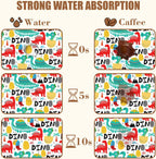 Dinosaur with Palms and Eggs Coffee Mat Absorbent Dish Drying Mat for Kitchen Counter Hide Stain Rubber Backed Coffee Bar Accessories Fit Under Espresso Machine Dish Drainer, 15.7 x 23.6 Inch