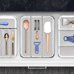 madesmart Utensil Tray - Large | Light Grey | Clear Soft Grip Collection | 3-compartment | Soft-grip Lining | Non-slip Feet | BPA-free