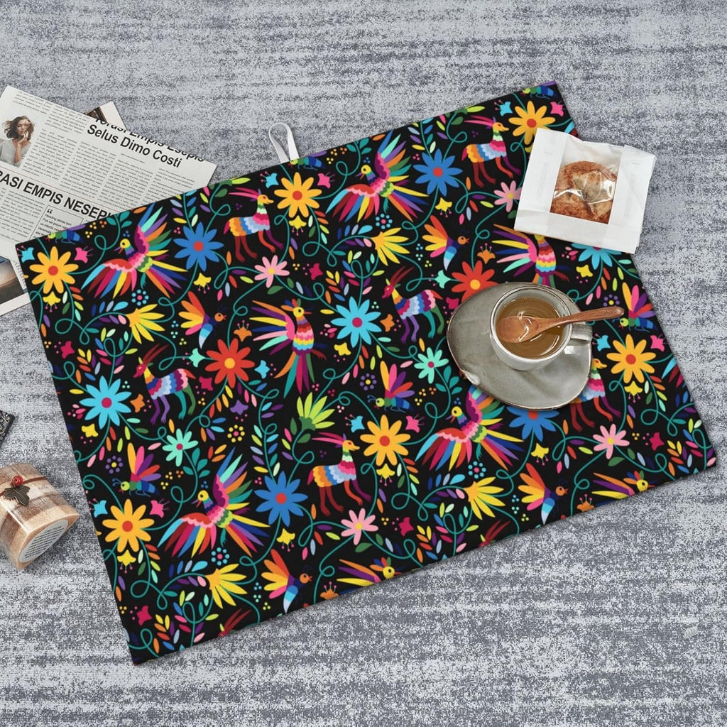 Mexican Colorful Bird and Floral Abstract Dish Drying Mats for Kitchen Counter, 18x24 inch Absorbent Decorative Microfiber Drying Pad, Anti-Slip & Absorption for Sink Small Appliances, Home Decor