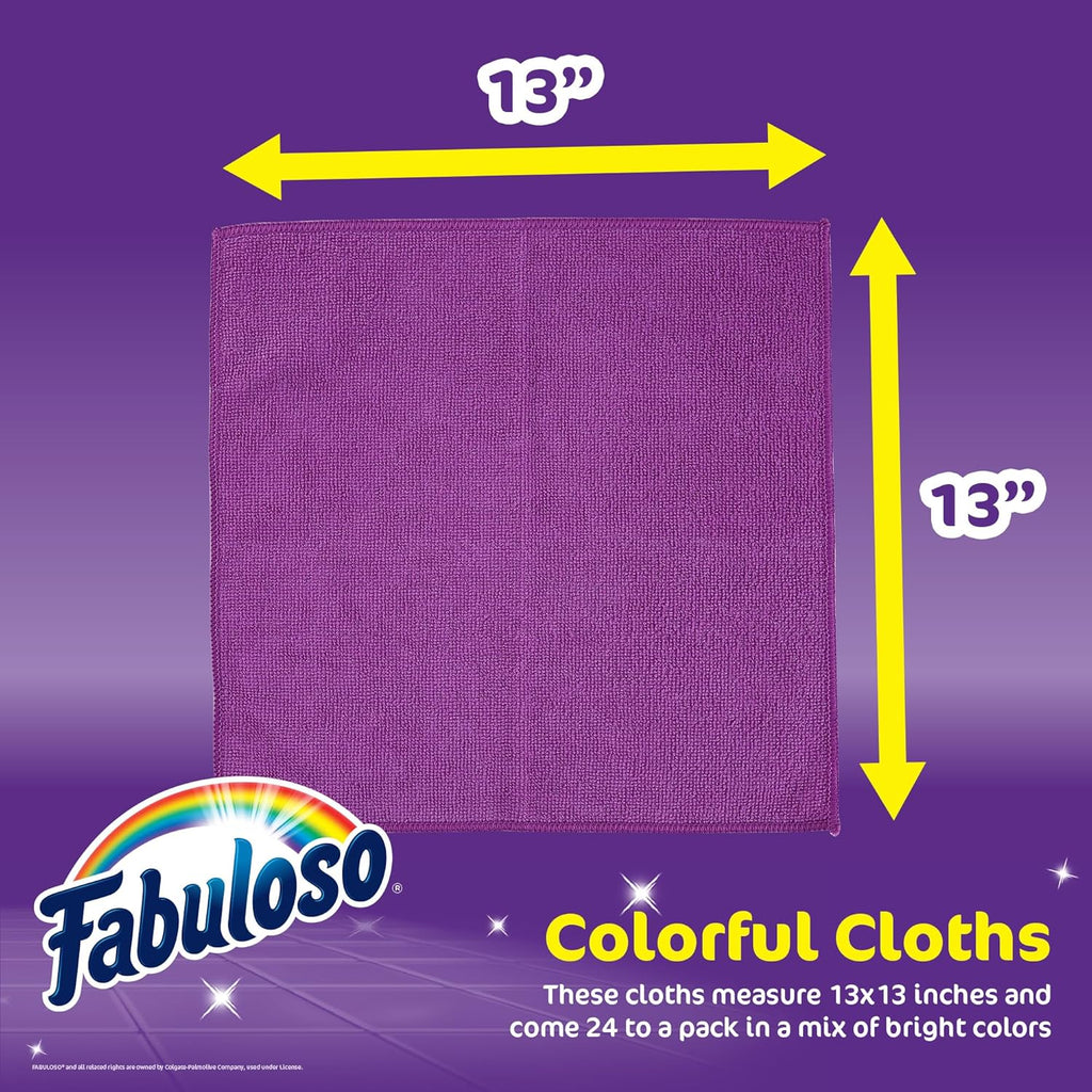 Fabuloso Microfiber Cleaning Cloths, Purple - Lint-Free, Scratch-Free Cleaning Cloths for Surfaces and Wood Furniture - Dustless Cloth for Bold and Bright Cleaning Experience, 12 Count