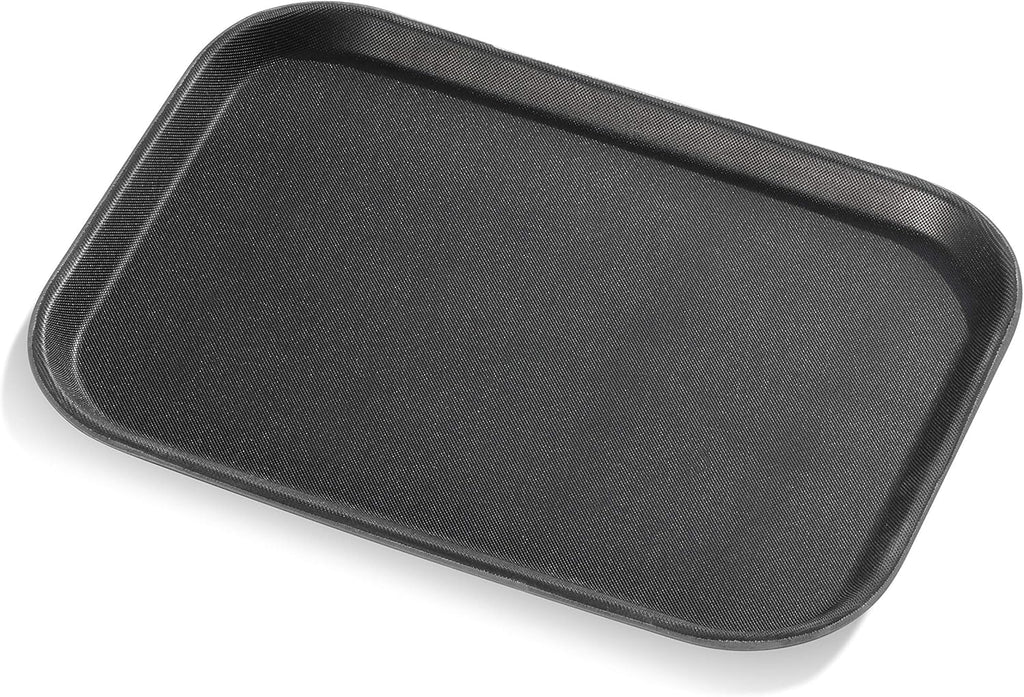 New Star Foodservice 24852 Restaurant Grade Non-Slip Tray, Plastic, Rubber Lined, Rectangular, 10-Inch x 14-Inch, Black