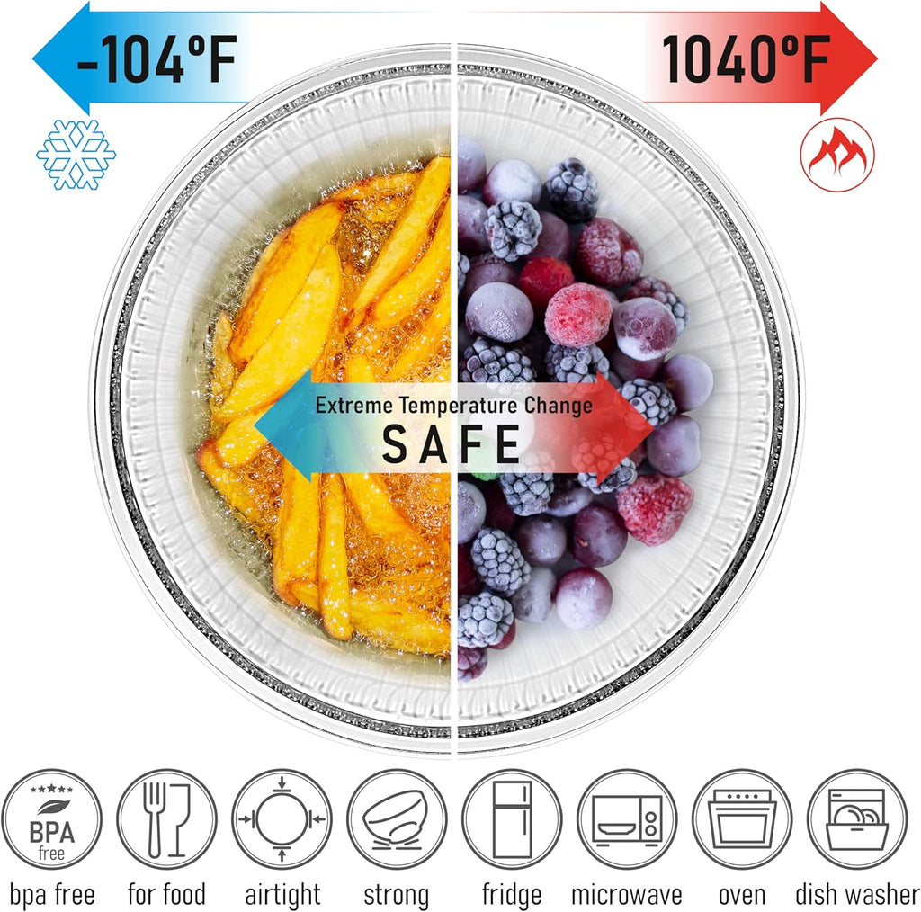 Set of 3 Stackable Space-Saving Nesting Glass Salad Bowls with Acacia Lids for Foodprep, Storage, Baking, Mixing & Cooking - Microwave Safe Durable Inert Borosilicate Glass