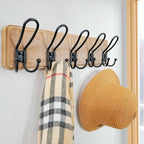 Dseap Coat Rack Wall Mounted - Heavy Duty Farmhouse Rustic Wall Coat Hanger with 5 Wire Hooks for Clothes Hat Jacket Towel, RusticWire, J1-5A, Weathered Brown & Black