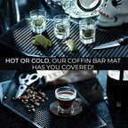 Nomnu Coffin Coffee Bar Mat For Countertop - Goth Kitchen Halloween Decor - Gothic Coffee Bar Accessories 17x11" Inch Non Slip Spill Bar Mat - Spooky Gifts