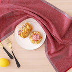 Homaxy Premium Kitchen Towels(18”x 28”, 6 Pack), Large Cotton Kitchen Hand Towels, Flat and Terry Dish Towels, 380 GSM Highly Absorbent Tea Towel Set with Hanging Loop, Red