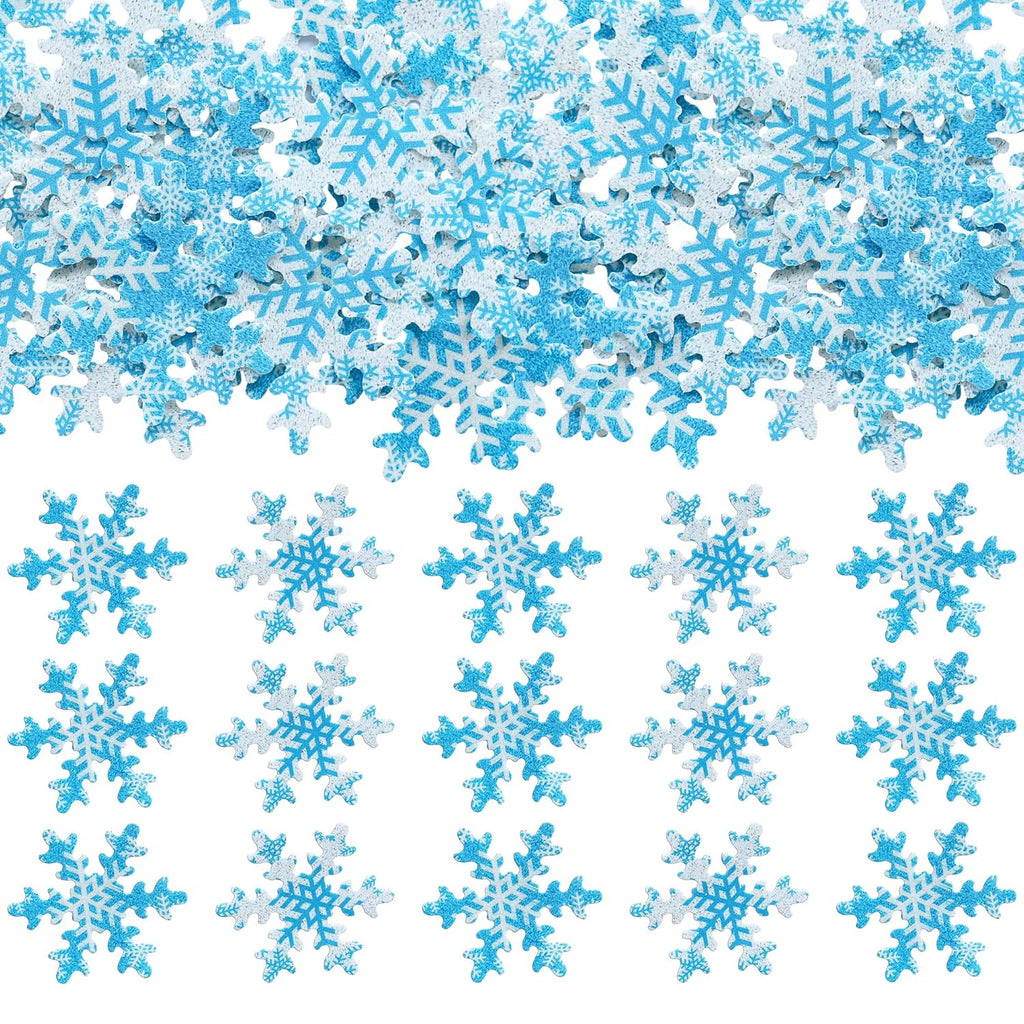 Gyufise 50Pcs Pink Edible Cupcake Cake Toppers Snowflake Cake Decorations for Christmas Winter Frozen Theme Party Supply Decoration Multi