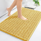 Arotive Luxury Chenille Bathroom Rug Mat, Extra Soft Thick Absorbent Shaggy Bath Rugs, Non-Slip Machine Wash Dry, Plush Bath Mats for Bathroom, Shower and Tub, 24x16, Yellow