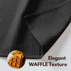 Native Fab Cotton Kitchen Towel with Hanging Loop 16x26 inches, 4-Pack, Waffle Weave Kitchen Towels for Cleaning Drying, Washcloths Soft & Absorbent Cloth Rags, Bar Towel, Dish Cloth, Black
