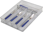 YBM Home Metal Silverware Organizer for In-Drawer Cutlery Storage, 5 Compartment Mesh Cutlery Flatware Tray Sorts Kitchen Utensils, Great for Office Supplies 1133s