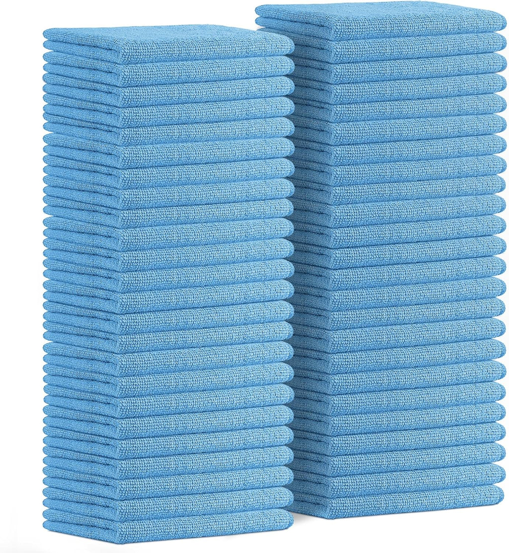 Avalon Towels Microfiber Cleaning Cloths (Value Pack of 48) Size 16" x 16", Highly Absorbent Cleaning Rags, Lint Free Cleaning Towels, Reusable and Washable, Microfiber Towels for Cars (Blue)