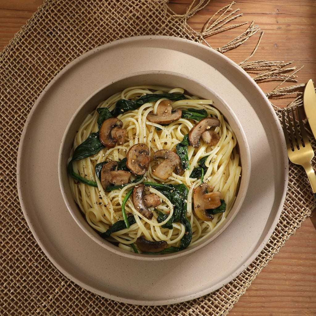 Gibson Elite Tatum Premium Porcelain Matte Reactive Glaze 16-Piece (Service for 4) Plates and Bolws Stackable Dishes Ceramic Dinnerware - Blush Pink/Taupe