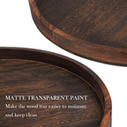 Extra Large Round Ottoman Table Tray Round-24 - Rustic Wooden Serving Tray for Farmhouse Decorative Oversized Coffee Table Trays Living Room Kitchen Counter Breakfast Brown