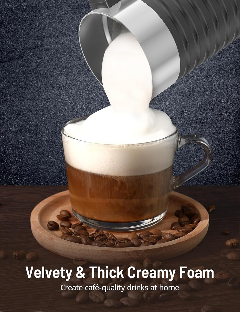 Milk Frother and Steamer, Airyoyo 4-in-1 Milk Frother, Electric Milk Frother Hot& Cold Foam Temperature Control, Auto Shut-Off Frother for Coffee Latte