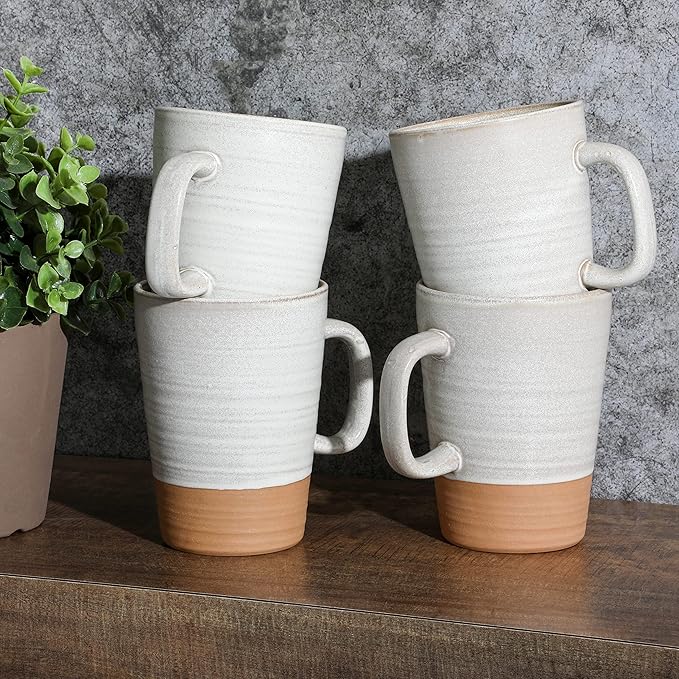 Gibson Elite 4 Pack Dreamweaver Terracotta Reactive 17 OZ Mug Set - Sand Cream