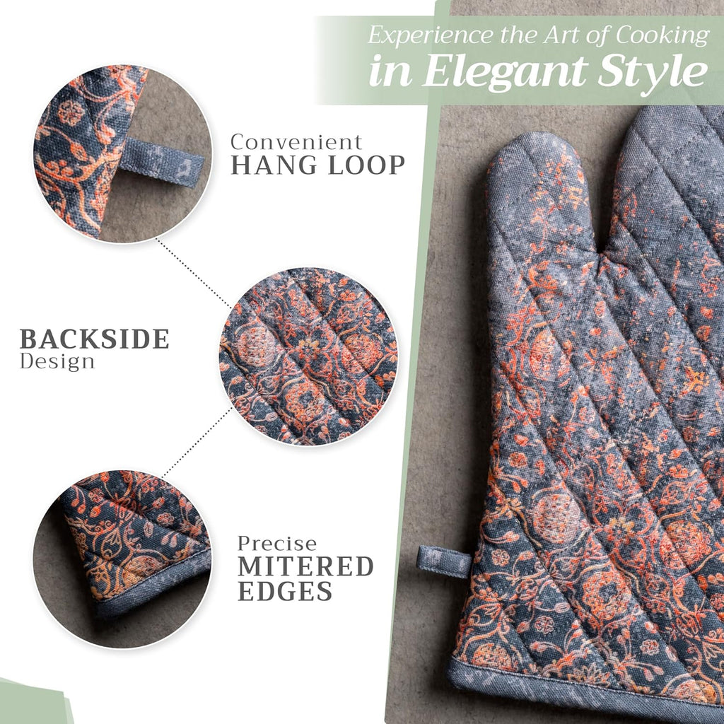 Maison d' Hermine Oven Gloves 100% Cotton Oven Mitt 7" x 13" with Loop Heat Resistant, BBQ, Cooking Gloves, Baking, Grilling, Kitchen, Handling Hot Pans (Pack of 1, Imperfection)