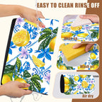 Lemon Fruit and Purple Flower Coffee Mat Absorbent Dish Drying Mat for Kitchen Counter Hide Stain Rubber Backed Coffee Bar Accessories Fit Under Espresso Machine Dish Drainer, 15.7 x 23.6 Inch