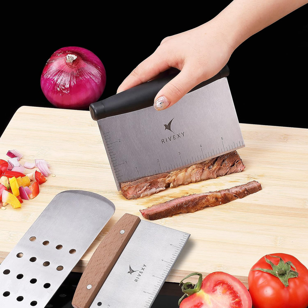 5-PCS Premium Griddle Accessories Kit, Ultimate Stainless Steel Flat Top Grill Accessories for Blackstone BBQ, Teppanyaki, Hibachi – Durable Griddle Spatula, Ideal for Outdoor & Camping