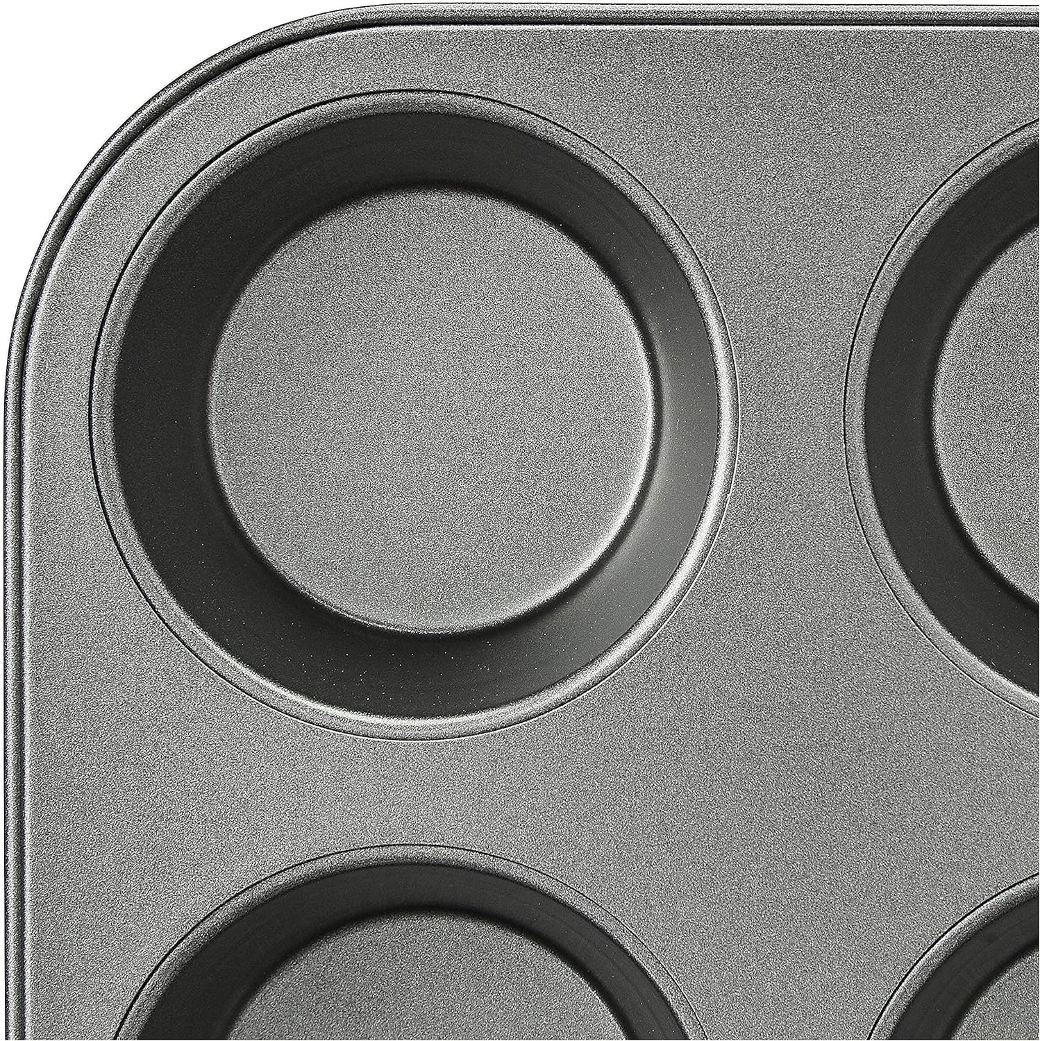 Amazon Basics Nonstick Round Muffin Baking Pan, 12 Cups, Set of 2, Gray, 13.9x10.55x1.22"