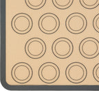 Amazon Basics Silicone Baking Mat for Macarons, Non-Stick, Food Safe, 16.5" x 11.6", Beige/Gray, Pack of 2