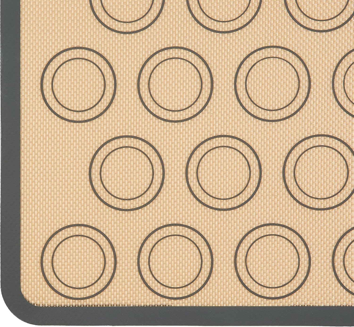Amazon Basics Silicone Baking Mat for Macarons, Non-Stick, Food Safe, 16.5" x 11.6", Beige/Gray, Pack of 2